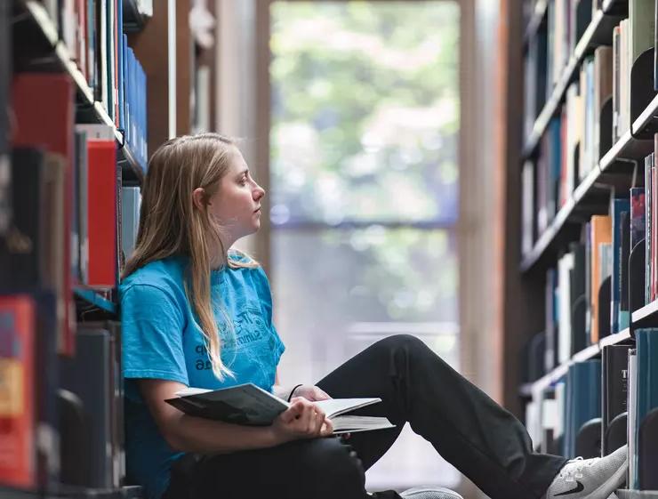 girl in library